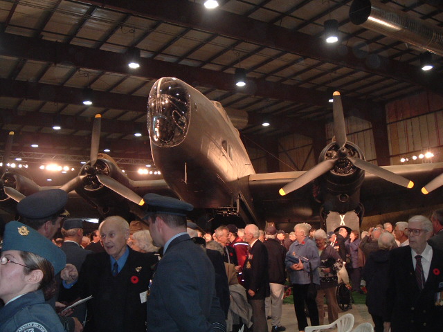 Jim McPhee at the dedication ceremony of NA 337 the world's only restored Halifax bomber nov 6, 2005