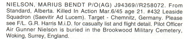 Nielsen Marius Bendt entry from the They Shall not grow old book