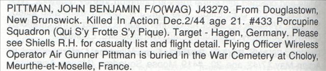 Pittman from They shall grow not old memorial book