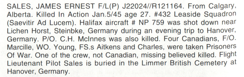 Sales, james Ernest from The They Shall Not grow old memory book