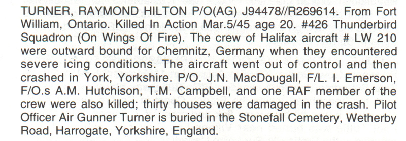 Turner raymond hilary tentry from the they shall grow not old memory book