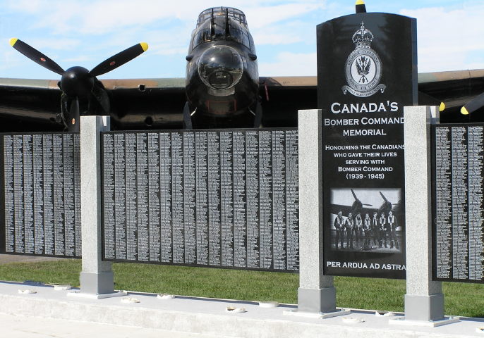 Bomber Command memorial with Lancaster in Background