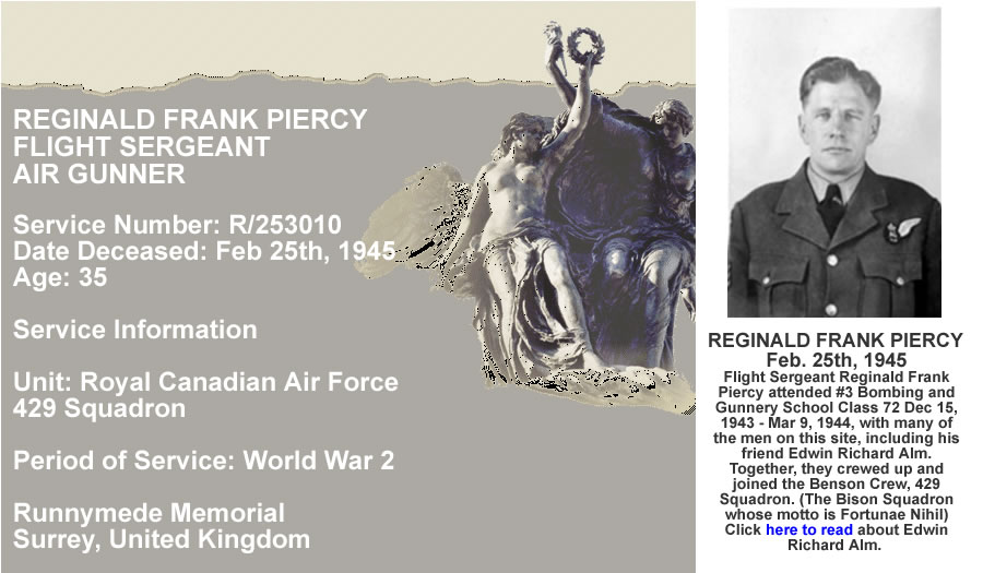 Last PostF/S Reginald Frank Piercy 429 Squadron RACF